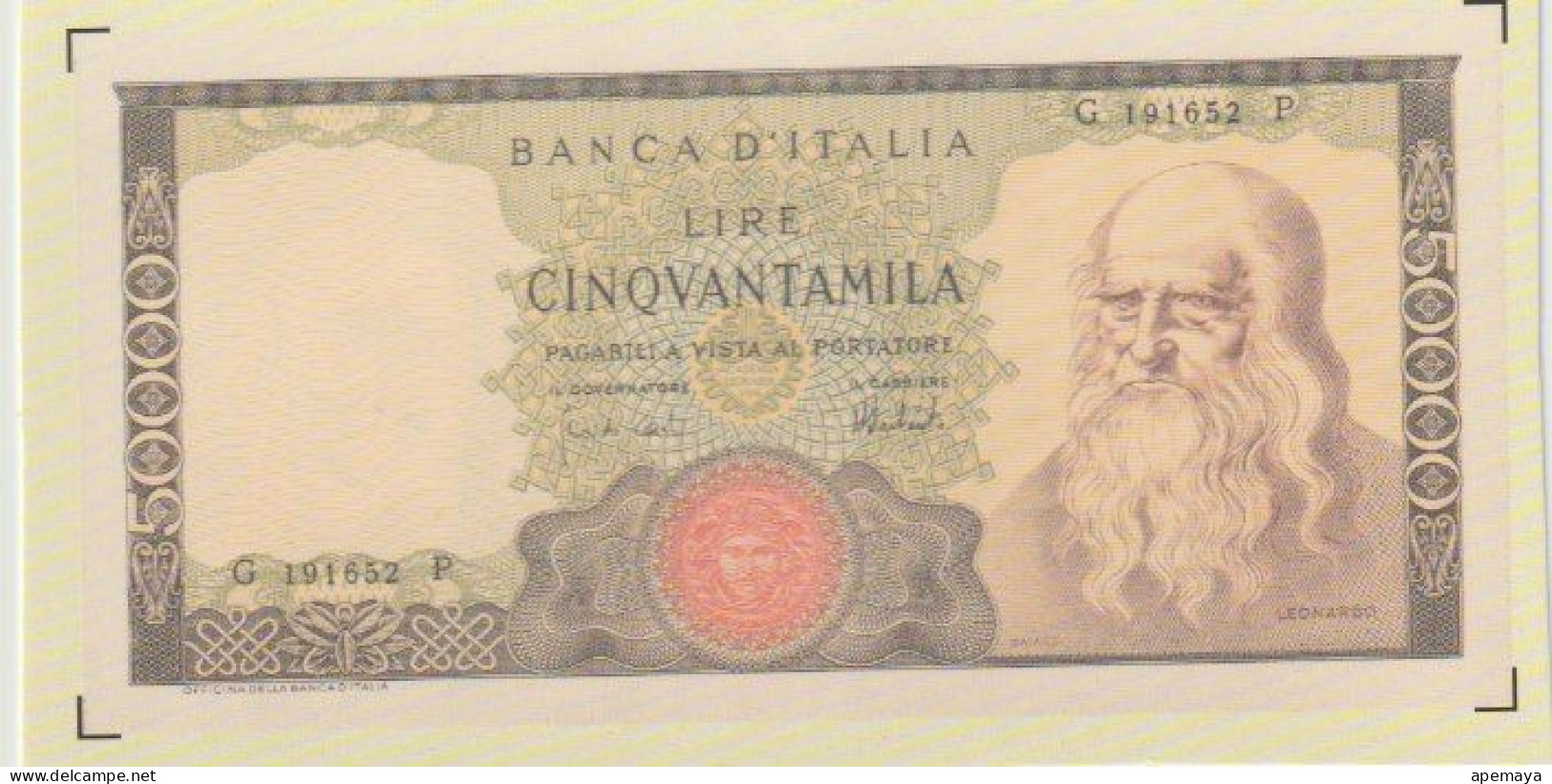 RIPRODUZIONE 50,000 LIRE LEONARDO. RIPRODUZIONE. MISURE REALI. - [ 8] Fakes & Specimens