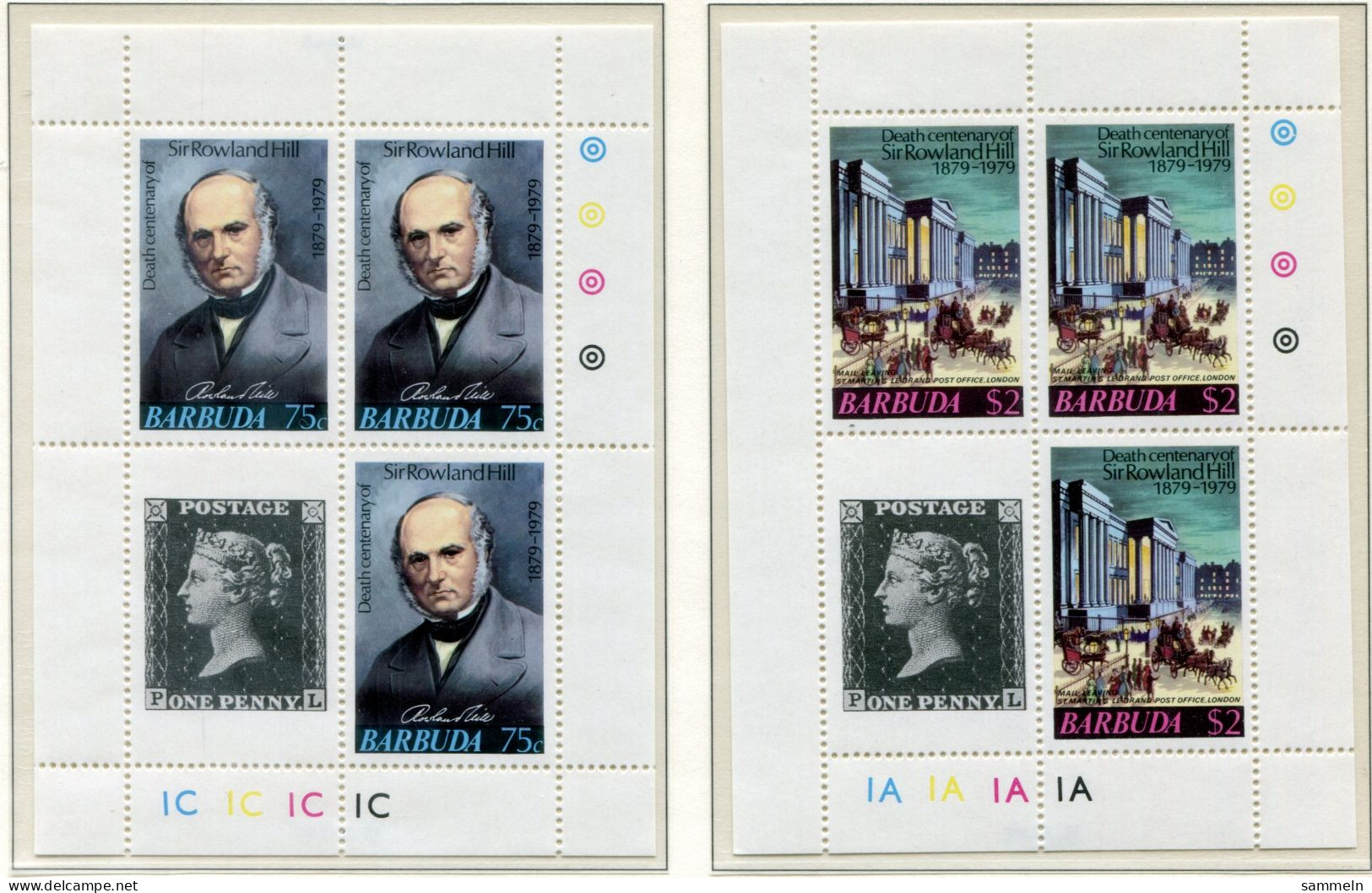 Barbuda 439 - 442 (4 Kleinbogen) Mnh Rowland Hill Postkutsche Briefkasten - Barbuda (...-1981)