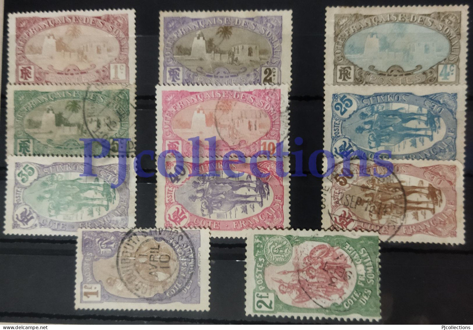 N1303- FRENCH SOMALIS 1909 SET 11 STAMPS MIX MH - USATI - USED - Other & Unclassified
