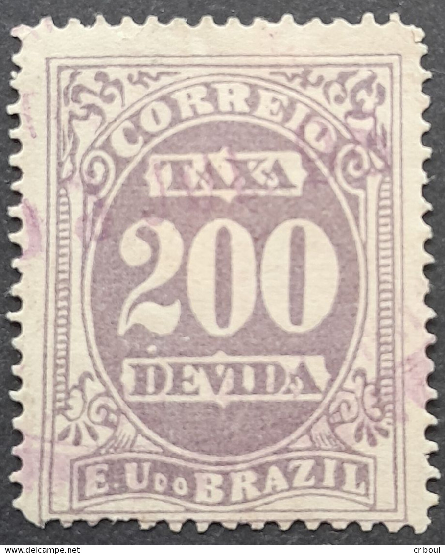 Bresil Brasil Brazil 1895 Taxe Tax Taxa Violet Gris Yvert 22b O Used - Postage Due