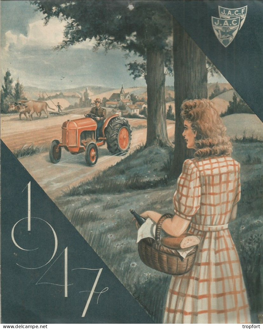 Calendrier Ancien 1937 E BREUZARD Illustrateur    TRACTEUR  Agricole  J.A .C.F - Big : 1941-60