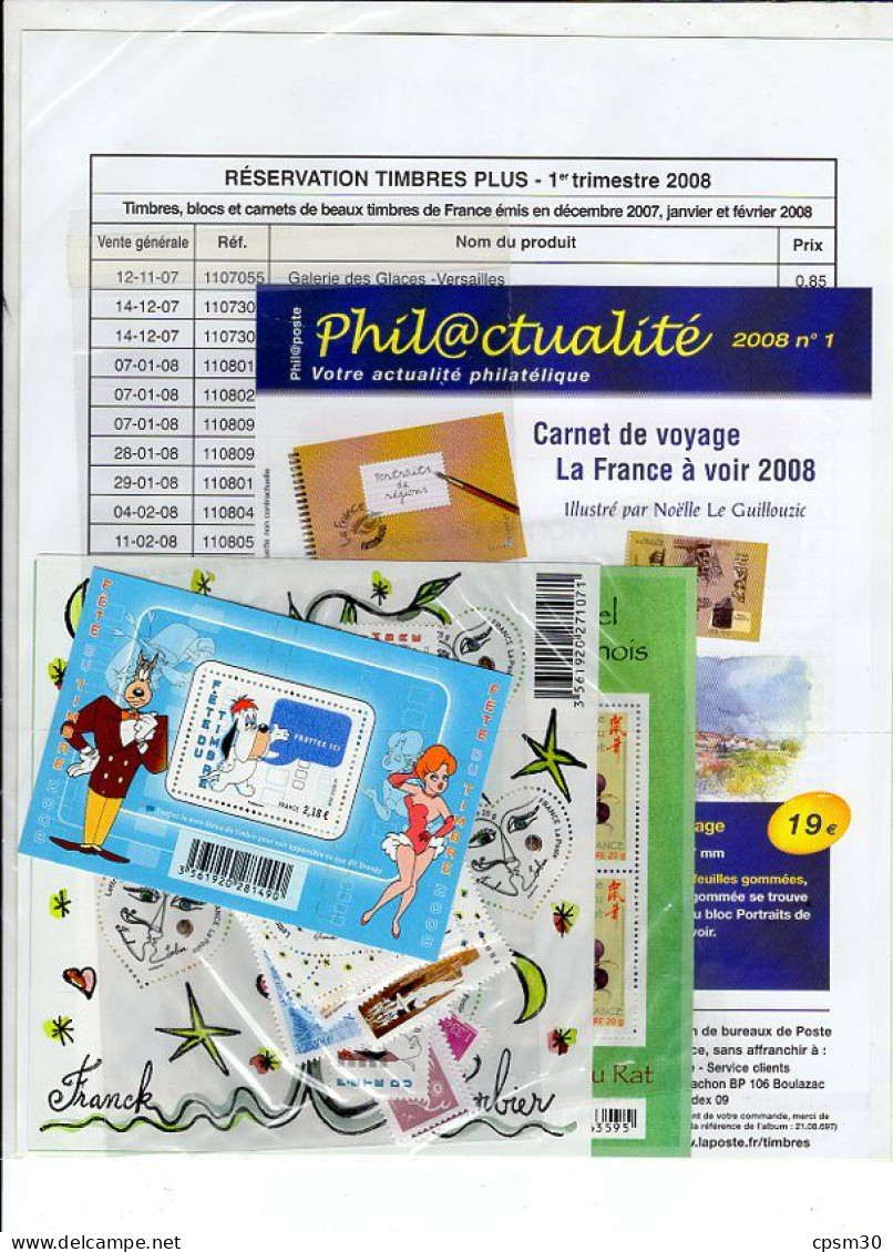 Timbres - Deux Pochettes "Timbres De France" Premier Trimestre 2008, Valeur 10.90 + 21.76 - 2000-2009