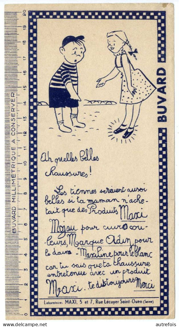 AH QUELLE BELLES CHAUSSURES  PRODUITS MAXI MOJAU  MARQUE ODIN  -   BUVARD TRES BON ETAT  -  PUBLICITE  VERS 1950 / 60 - Chaussures