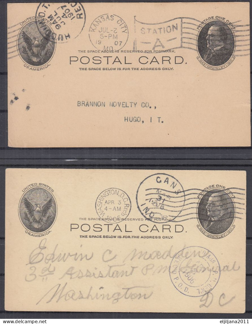 Action !! SALE !! 50 % OFF !! ⁕ USA 1906 - 1907 ⁕ Washington & Kansas City To Hugo ⁕ McKinley 2v Stationery Postcard - 1901-20