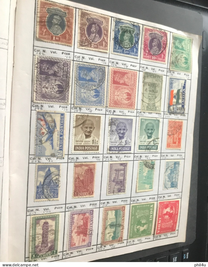 985+ India Early To Mostly Used Collection Of All Diff. Stamps1988 Mounted In Approval Book Including States Variety See - Verzamelingen & Reeksen