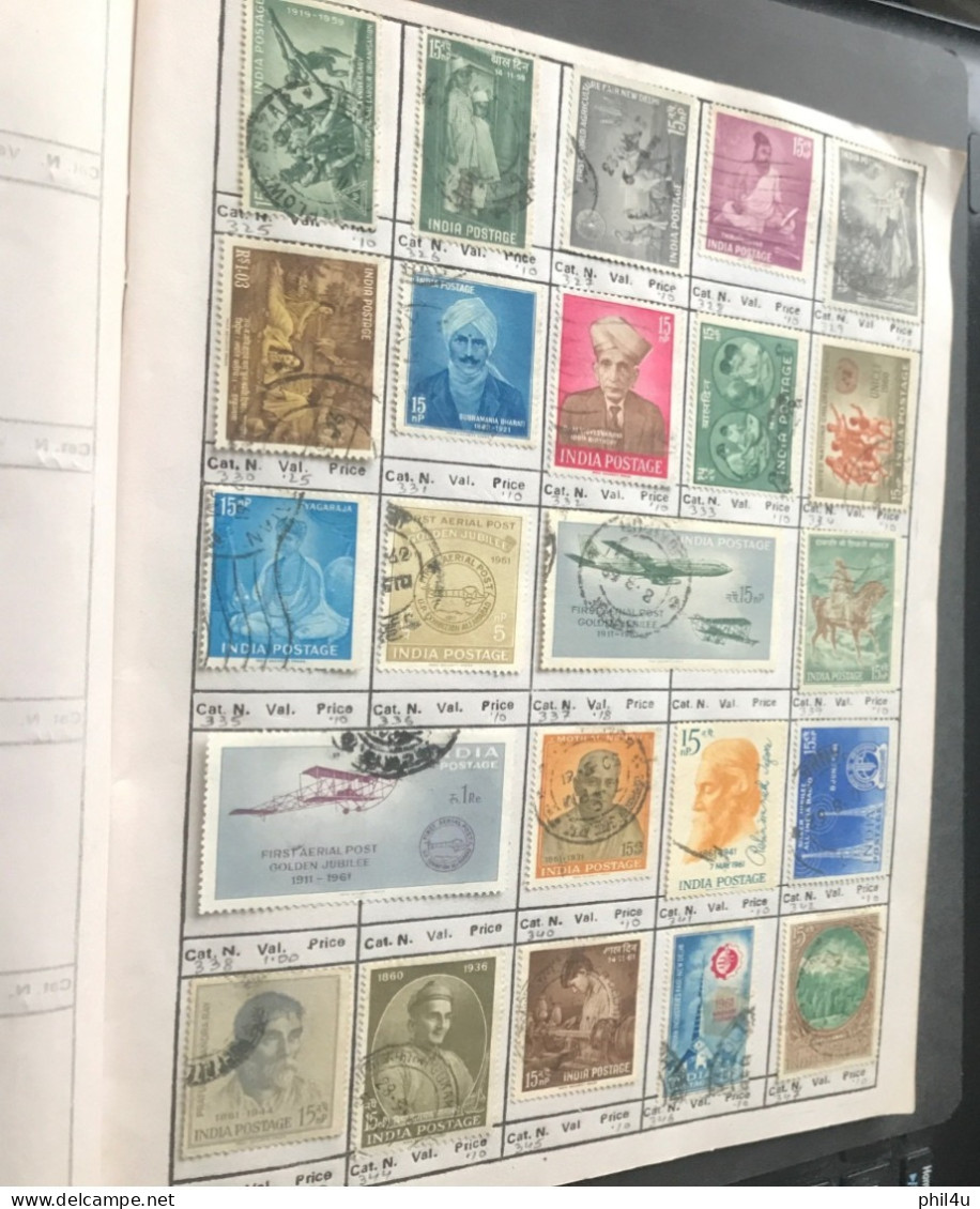 985+ India Early To Mostly Used Collection Of All Diff. Stamps1988 Mounted In Approval Book Including States Variety See - Collections, Lots & Series