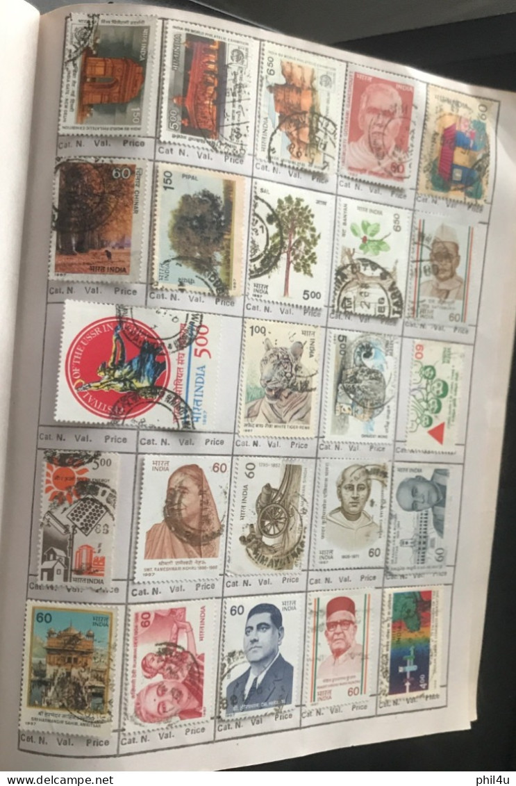 985+ India early to mostly used collection of all diff. stamps1988 mounted in approval book including States variety See