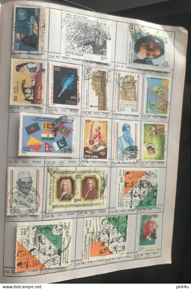 985+ India early to mostly used collection of all diff. stamps1988 mounted in approval book including States variety See