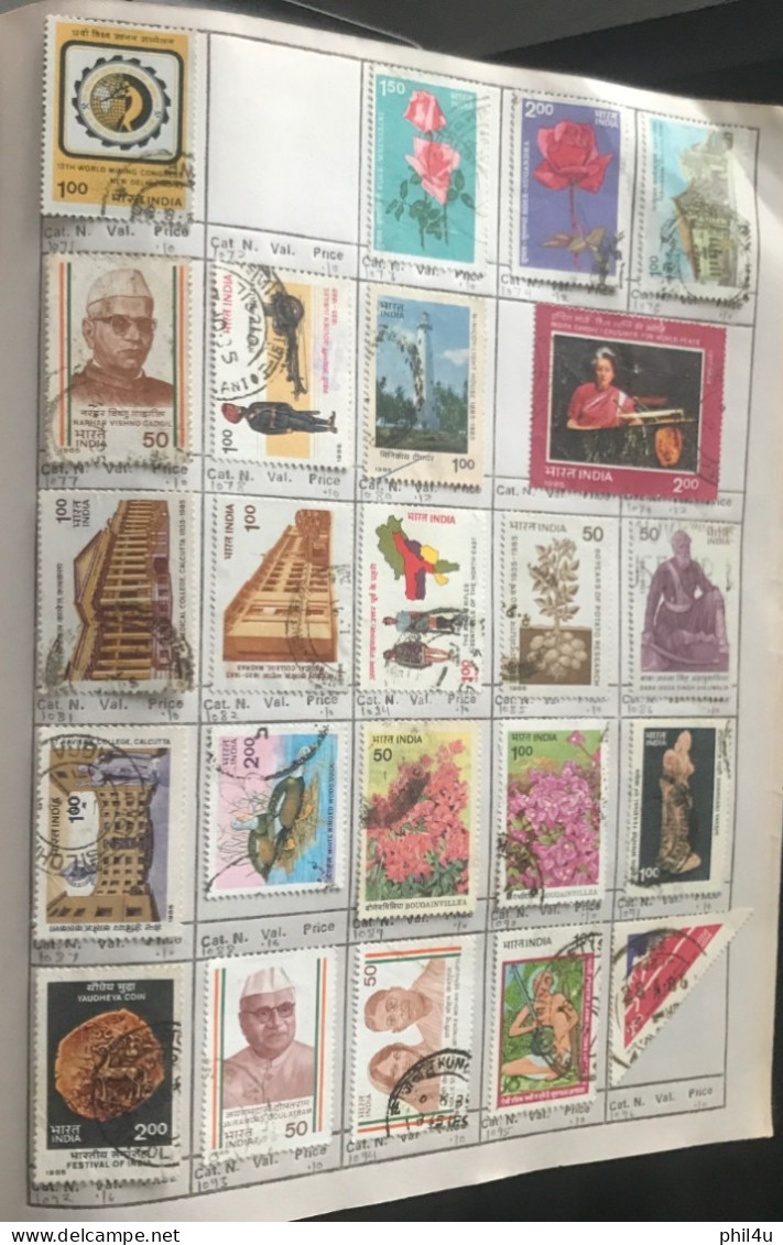 985+ India early to mostly used collection of all diff. stamps1988 mounted in approval book including States variety See