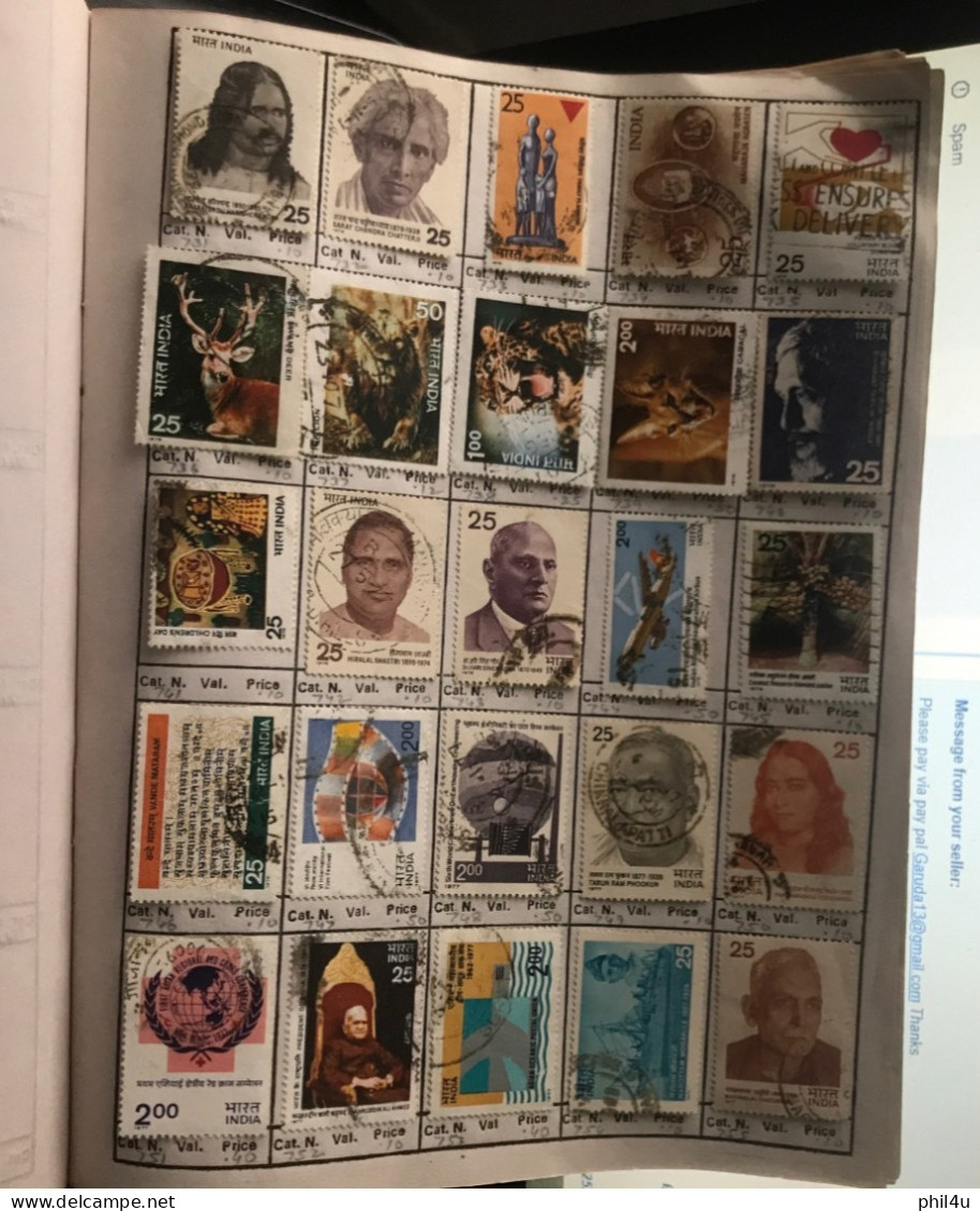 985+ India early to mostly used collection of all diff. stamps1988 mounted in approval book including States variety See