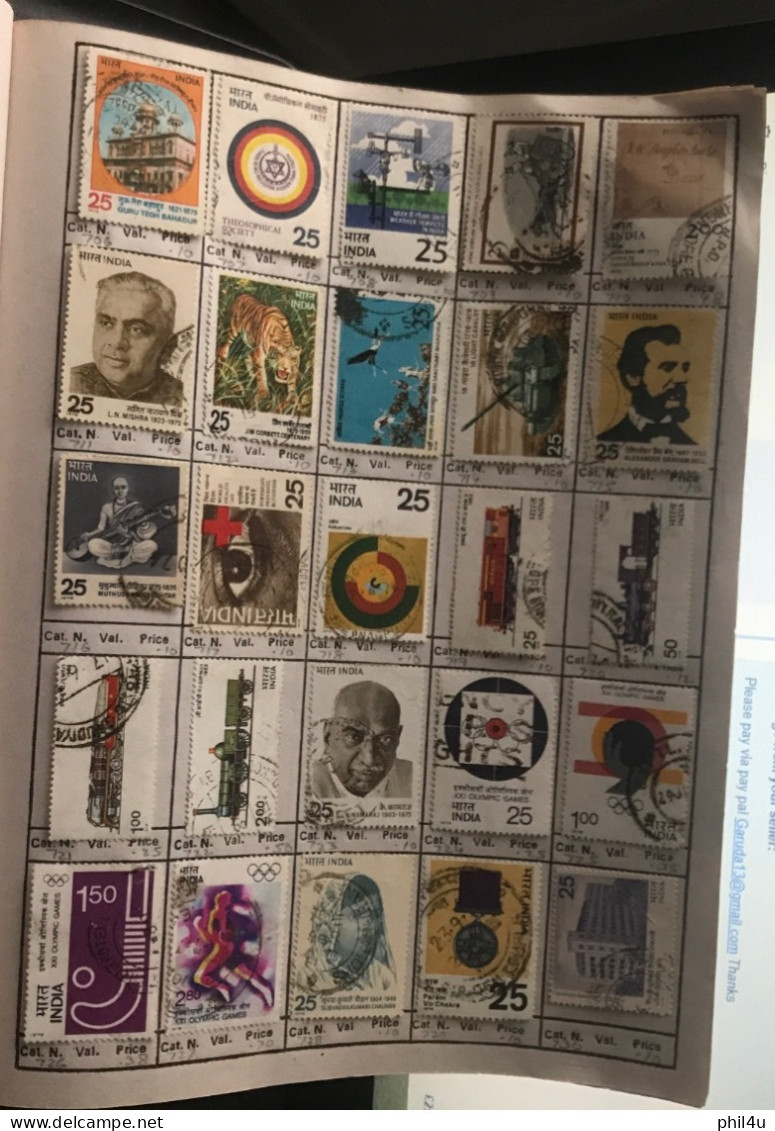 985+ India early to mostly used collection of all diff. stamps1988 mounted in approval book including States variety See