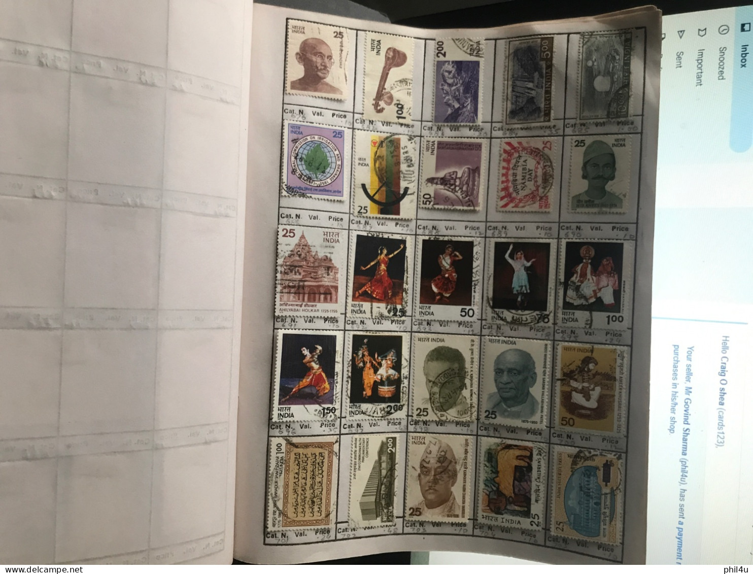 985+ India early to mostly used collection of all diff. stamps1988 mounted in approval book including States variety See