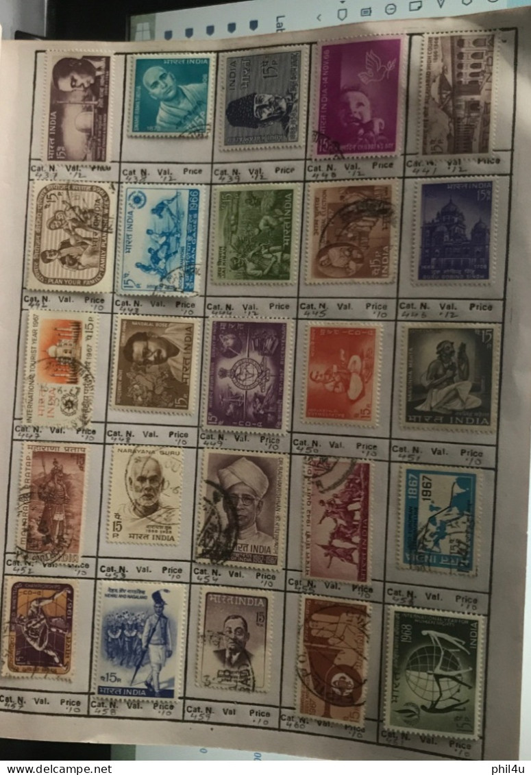 985+ India early to mostly used collection of all diff. stamps1988 mounted in approval book including States variety See