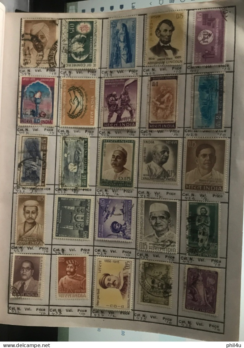 985+ India early to mostly used collection of all diff. stamps1988 mounted in approval book including States variety See