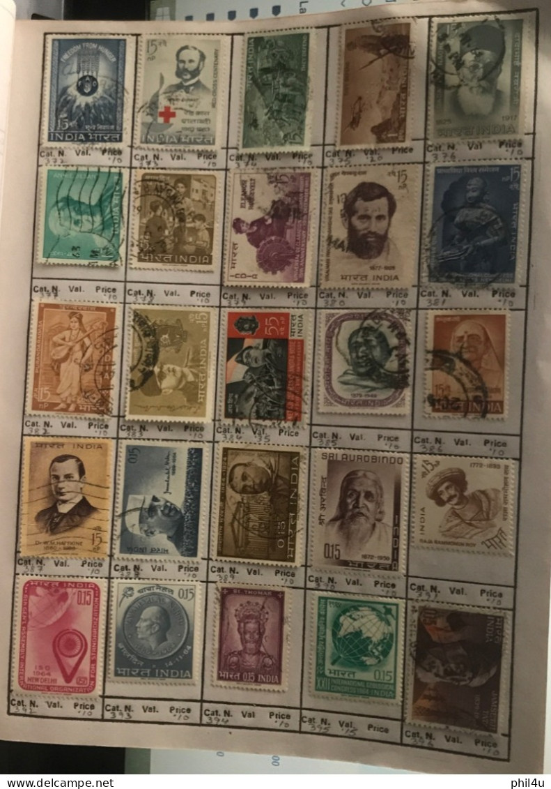 985+ India early to mostly used collection of all diff. stamps1988 mounted in approval book including States variety See