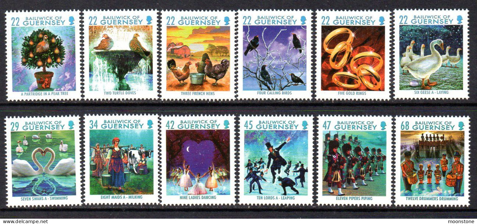 Guernsey 2006 Christmas, The 12 Days Of Christmas Set Of 12, MNH, SG 1130/41 - Guernesey