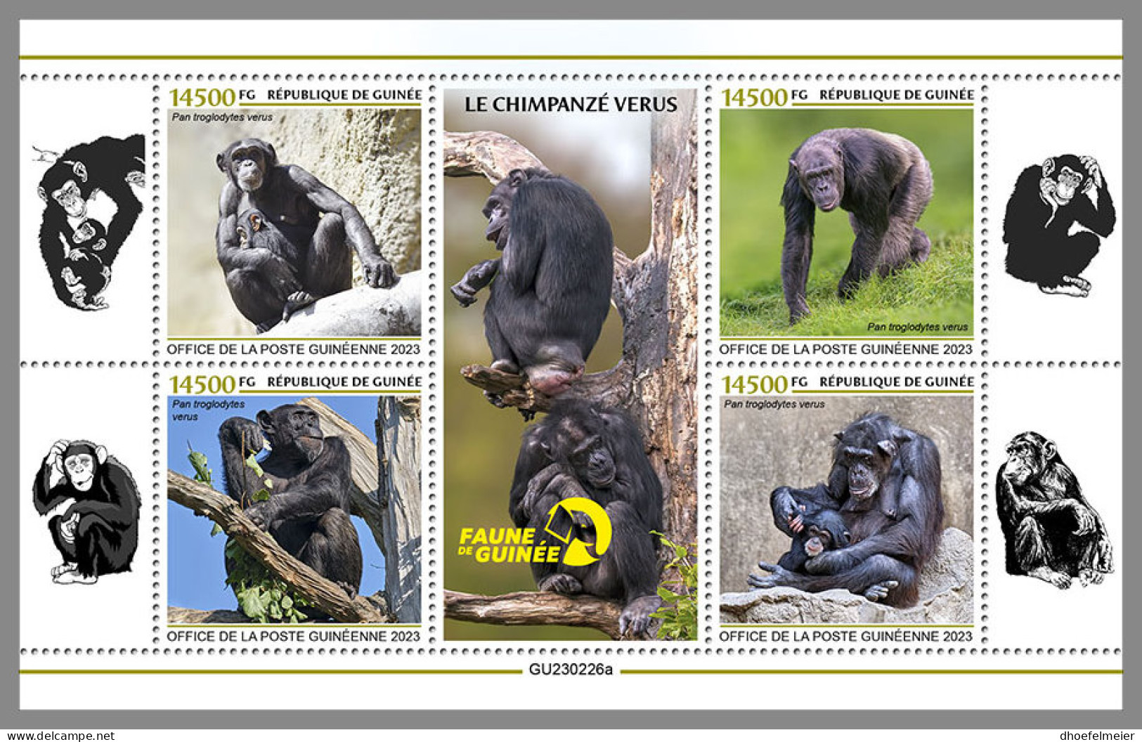 GUINEA REP. 2023 MNH Chimpanzee Schimpansen Chimpanze M/S - OFFICIAL ISSUE - DHQ2342 - Schimpansen