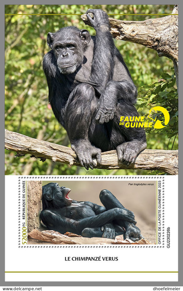 GUINEA REP. 2023 MNH Chimpanzee Schimpansen Chimpanze S/S - OFFICIAL ISSUE - DHQ2342 - Chimpanzees