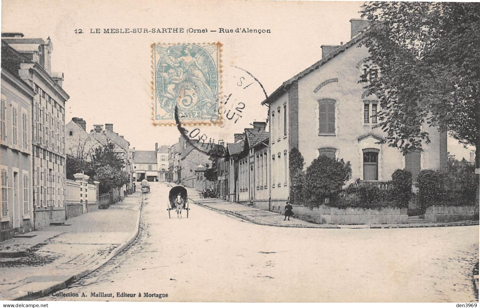 Le MELE-sur-SARTHE (Orne) - Mesle - Rue D'Alençon - Attelage De Cheval - Voyagé 1905 (2 Scans) - Le Mêle-sur-Sarthe
