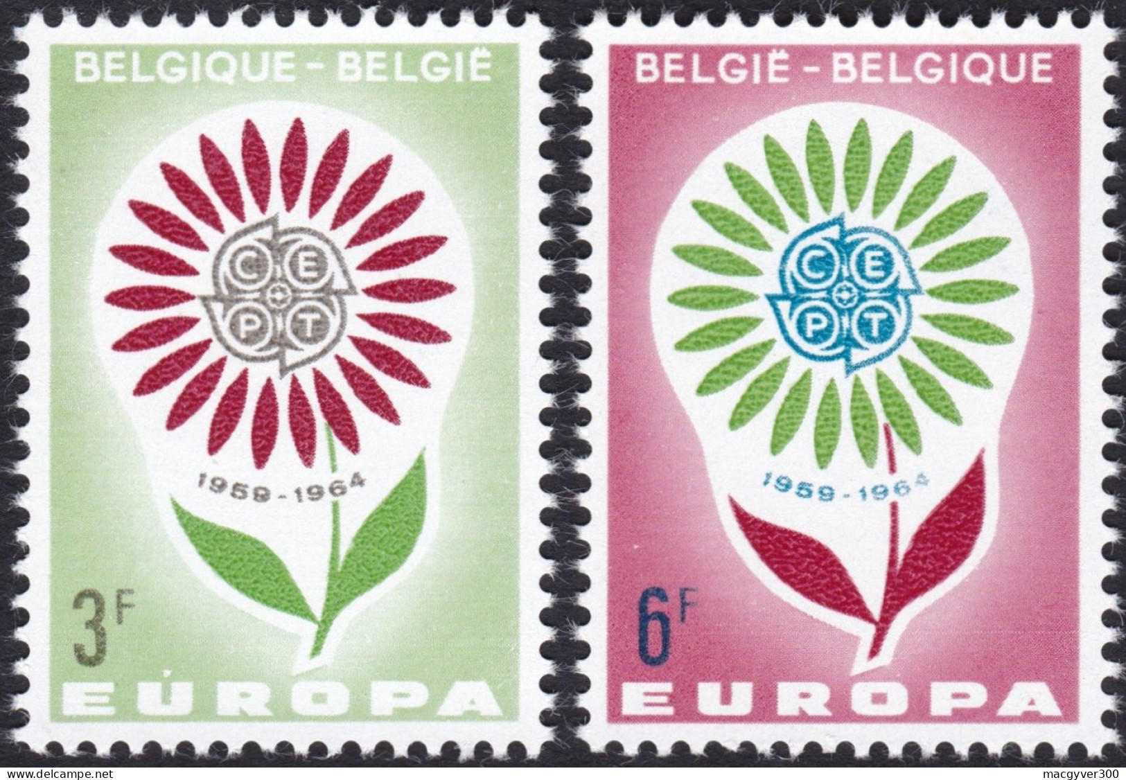 BELGIQUE, 1964, EUROPA, Fleur ( COB 1298-1299 **) - 1964