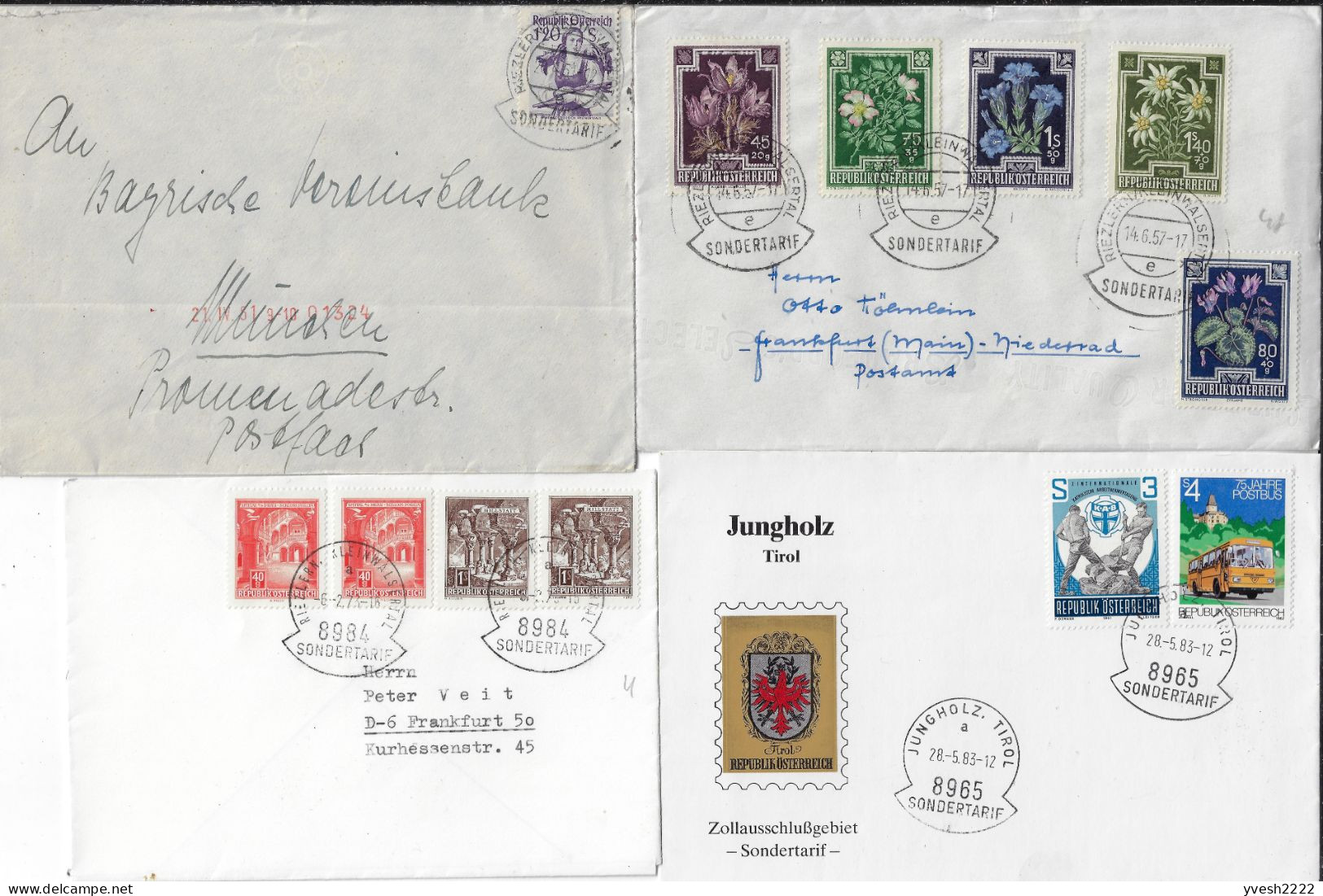 Autriche / Allemagne 1952 à 2003. 39 Documents De Zone D'exclusion Douanière, Sondertarif. Enclave à Cause Des Montagnes - Bergen