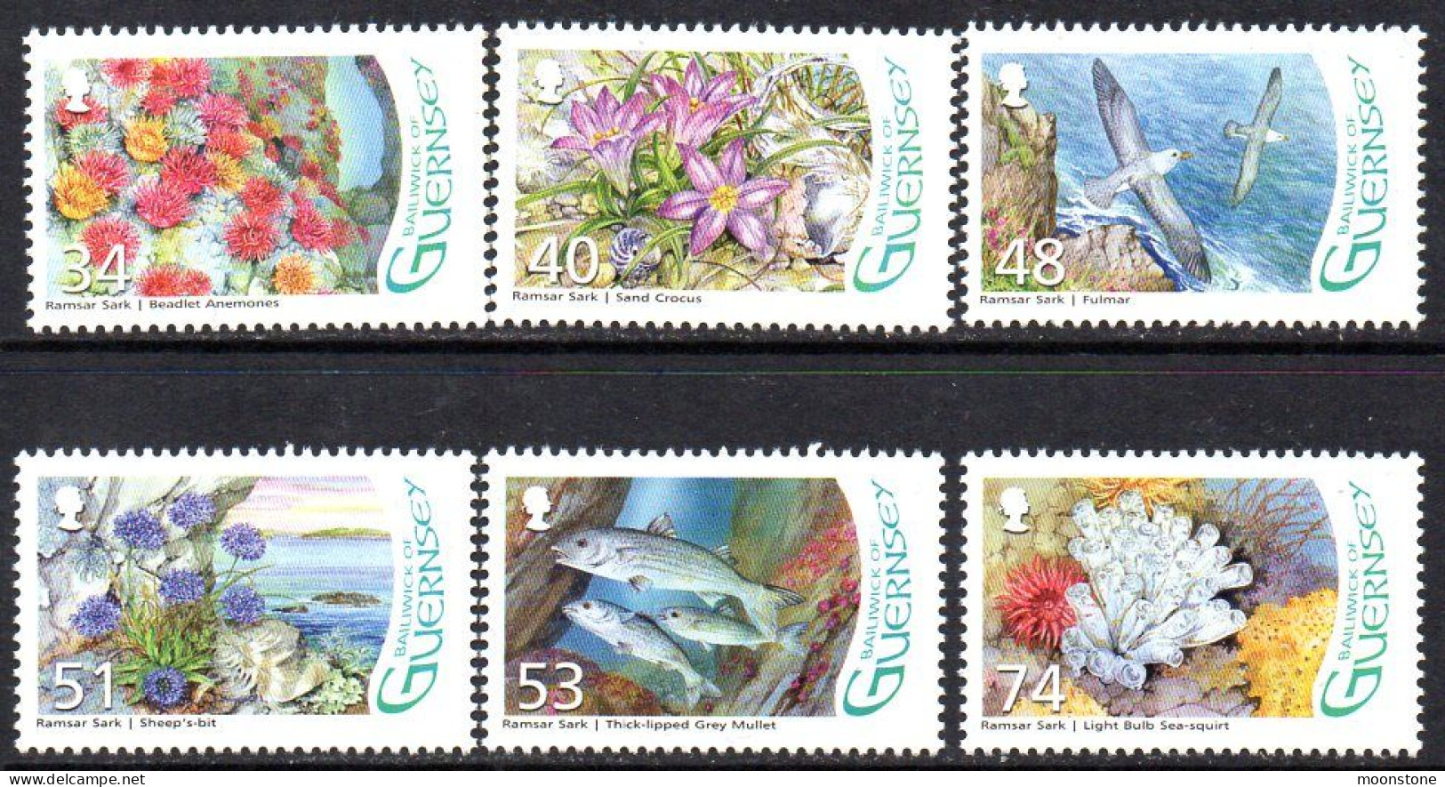 Guernsey 2008 Gouliot Caves, Sark, Ramsar Site Set Of 6, MNH, SG 1199/1204 - Guernesey