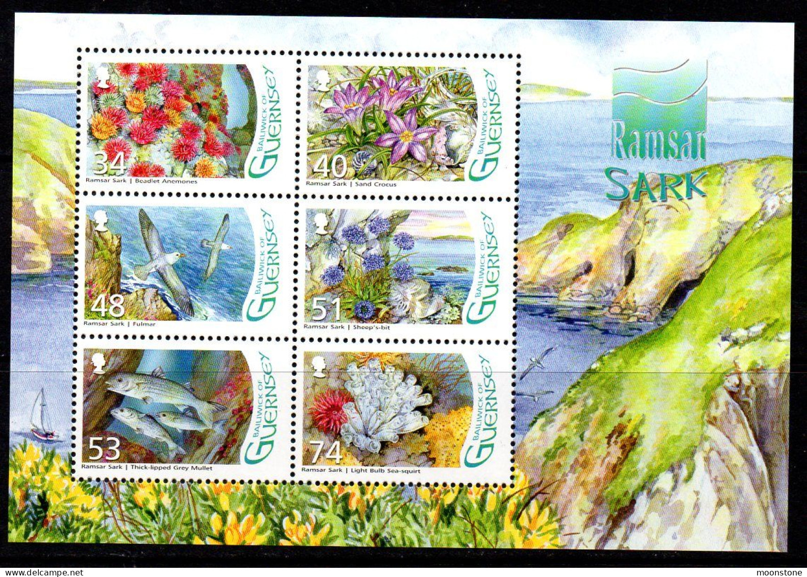 Guernsey 2008 Gouliot Caves, Sark, Ramsar Site MS, MNH, SG 1205 - Guernesey