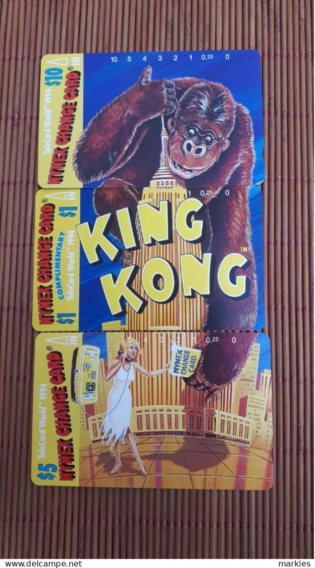 King Kong Puzzle 3 Phonecards  Nynex Telecards(Mint,Neuve) Rare - Cartes Magnétiques