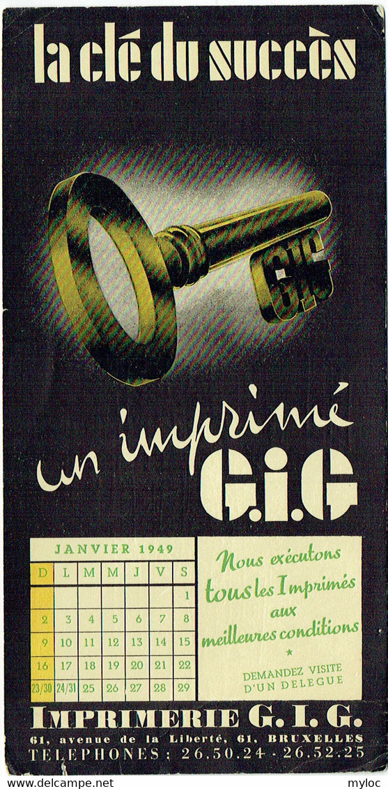 Buvard. Imprimerie G.I.G. Bruxelles. 1949. - Papierwaren