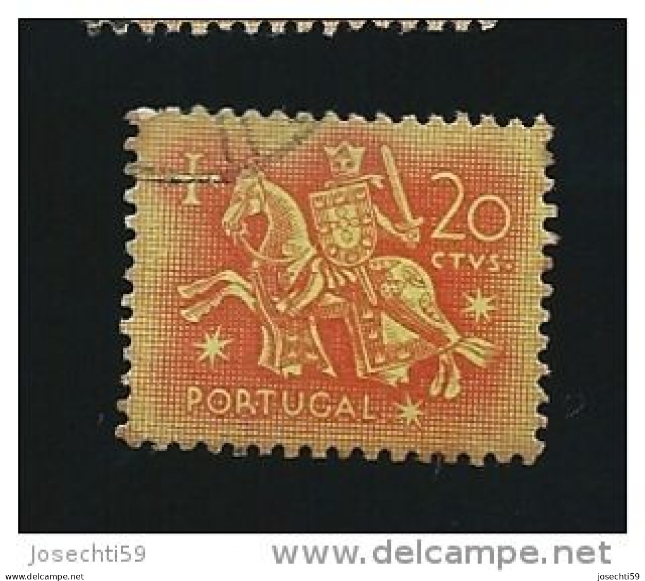 N° 776 Sceau Du Roi Denis 20 Rouge Orange S Jaune    Timbre    Portugal Oblitéré 1953 - Used Stamps
