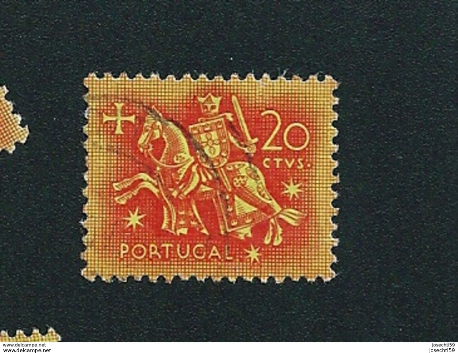 N° 776 Sceau Du Roi Denis 20 Rouge Orange S Jaune    Timbre    Portugal Oblitéré 1953 - Gebraucht