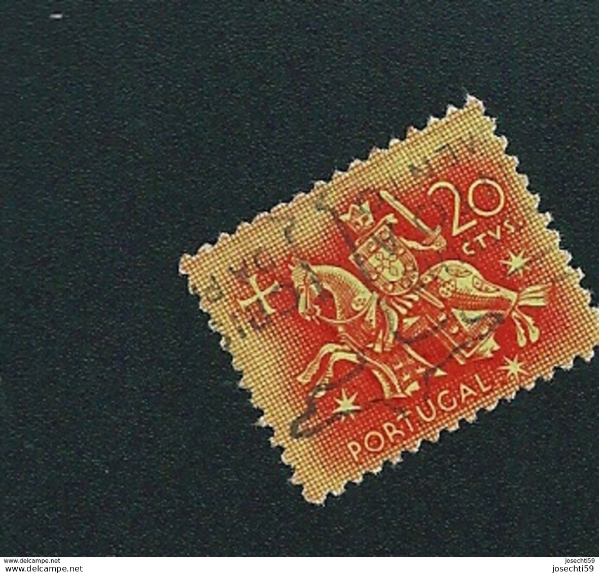 N° 776 Sceau Du Roi Denis 20 Rouge Orange S Jaune    Timbre    Portugal Oblitéré 1953 - Oblitérés