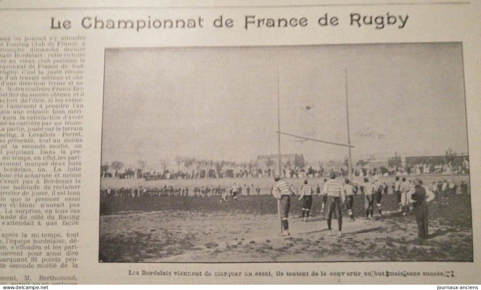 1900 LE CHAMPIONNAT DE FRANCE DE RUGBY À LEVALLOIS PERRET - RACING CLUB DE FRANCE - STADE BORDELAIS - Rugby