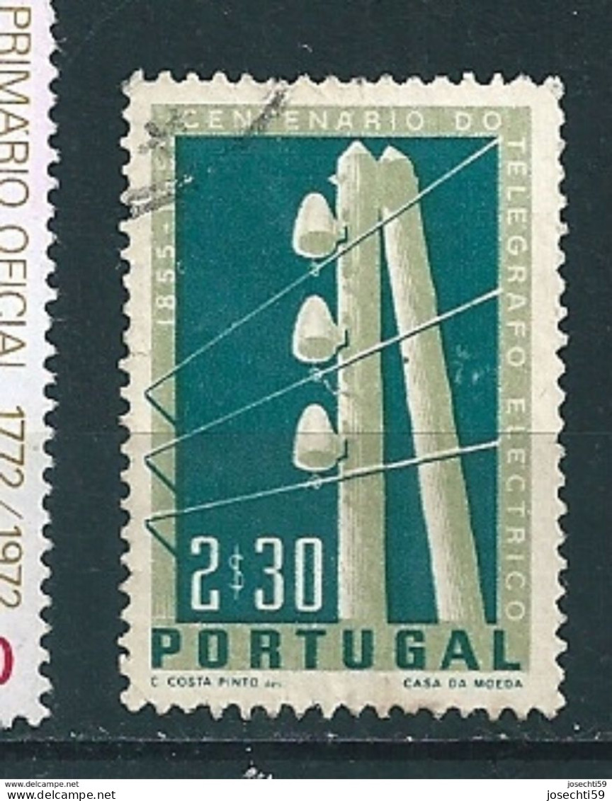 N° 827 Centenaire Du Télégraphe électrique Au Portugal Timbre Portugal (1955) Oblitéré - Usado