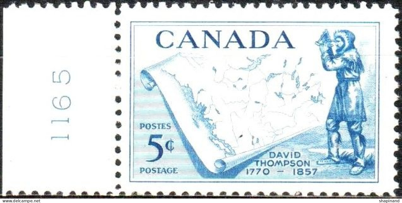 Canada 1957 "100th Anniv Of The Death Of David Thompson.Researcher And Geographer. Map Of Western Canada 1v Quality:100% - Nuevos