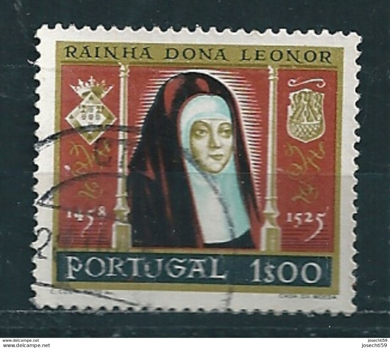 N°853 5e Centenaire Naissance Reine Dona Leonor  Timbre Portugal (1958) Oblitéré - Usati