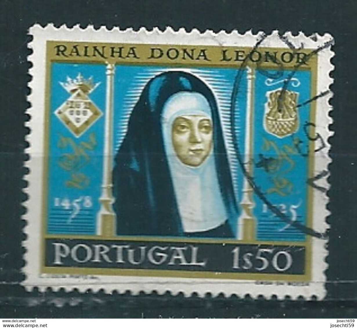 N°854 5e Centenaire Naissance Reine Dona Leonor  Timbre Portugal (1958) Oblitéré - Oblitérés
