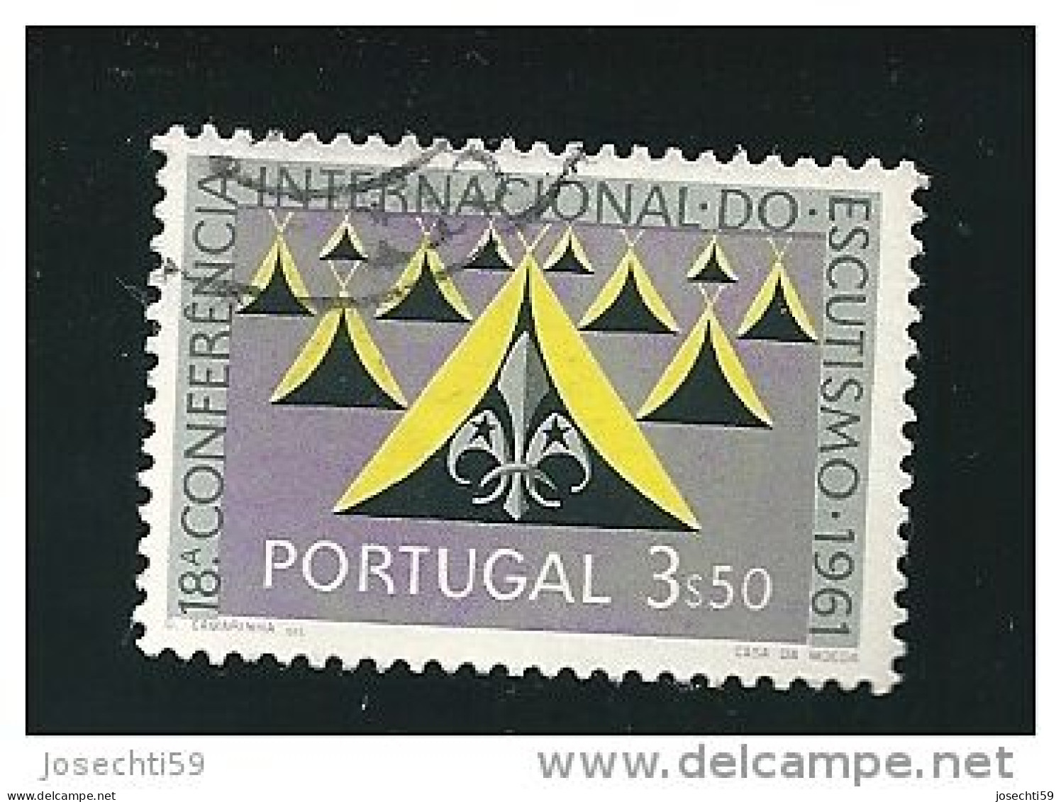 N° 902 Conférence Internationale Du Scoutisme à Lisbonne 3,50 $   Timbre Portugal Oblitéré 1962 Nuance De Couleur - Oblitérés