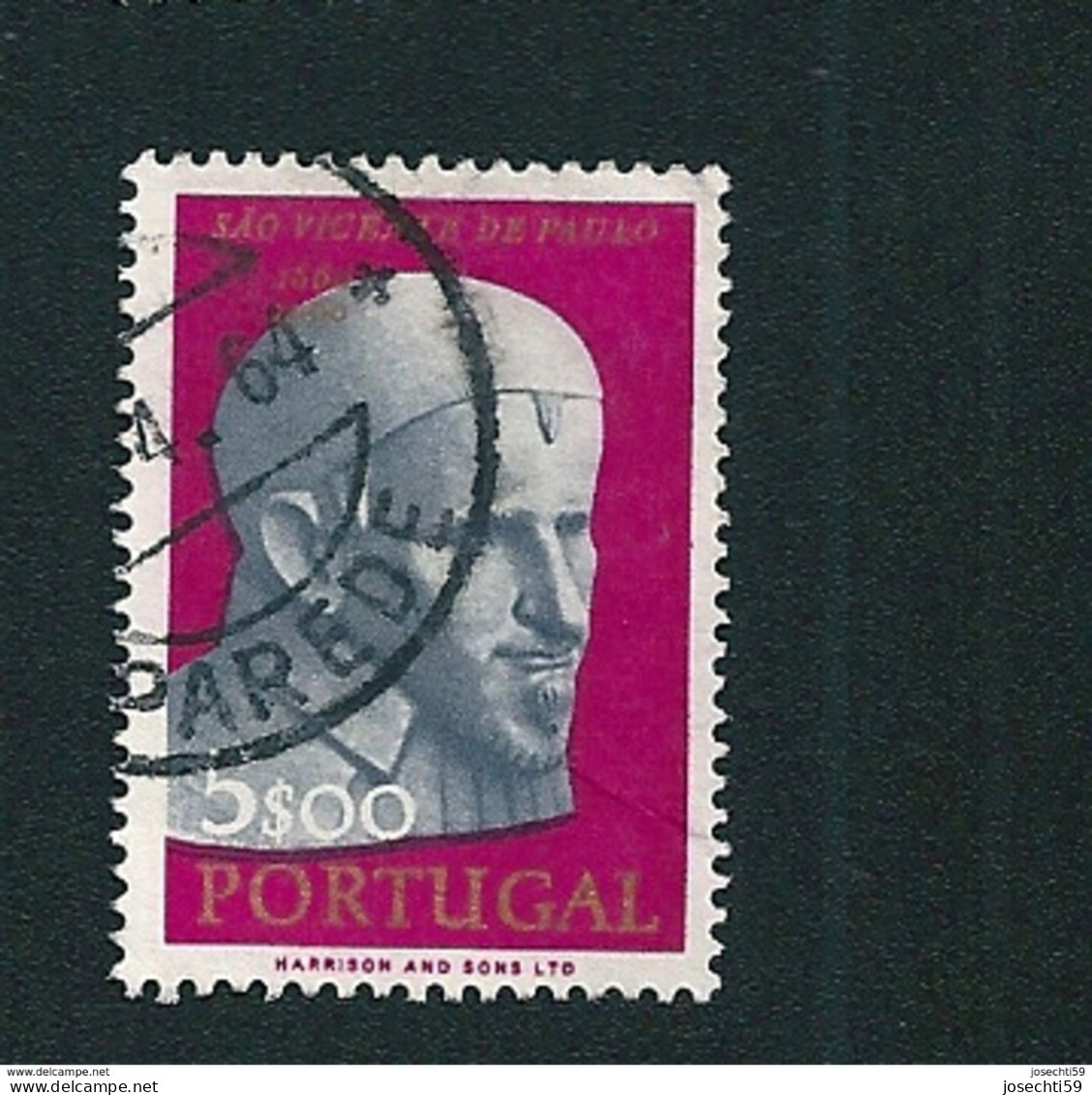 N° 925 Saint Vincent De Paul Timbre  Portugal 1963 Oblitéré - Usado