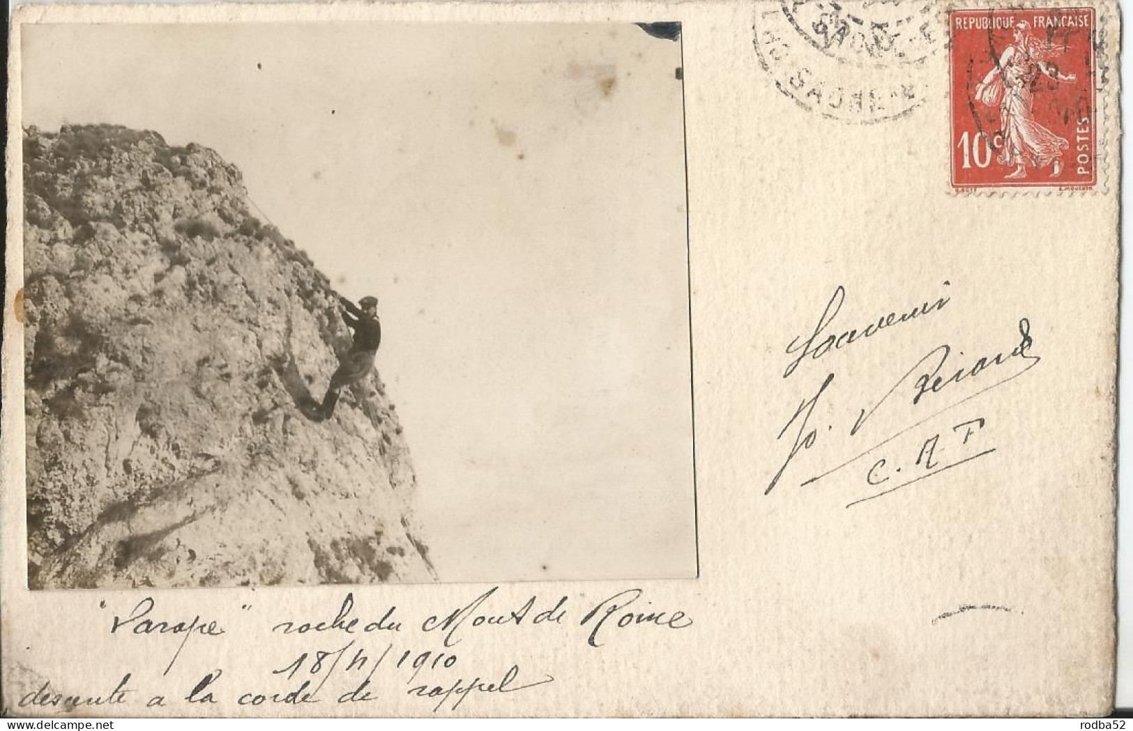 Carte Photo - Montage Photo Sur Carte Postale - Descente En Rappel Mont De Ronce ?? - Alpinisme