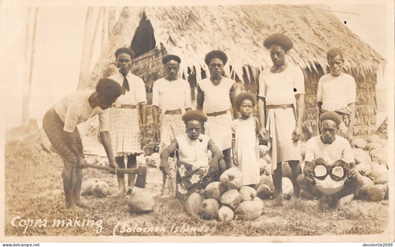 BR73663 Copra Making Real Photo Solomon Islands Types Folklore Costumes - Solomon Islands