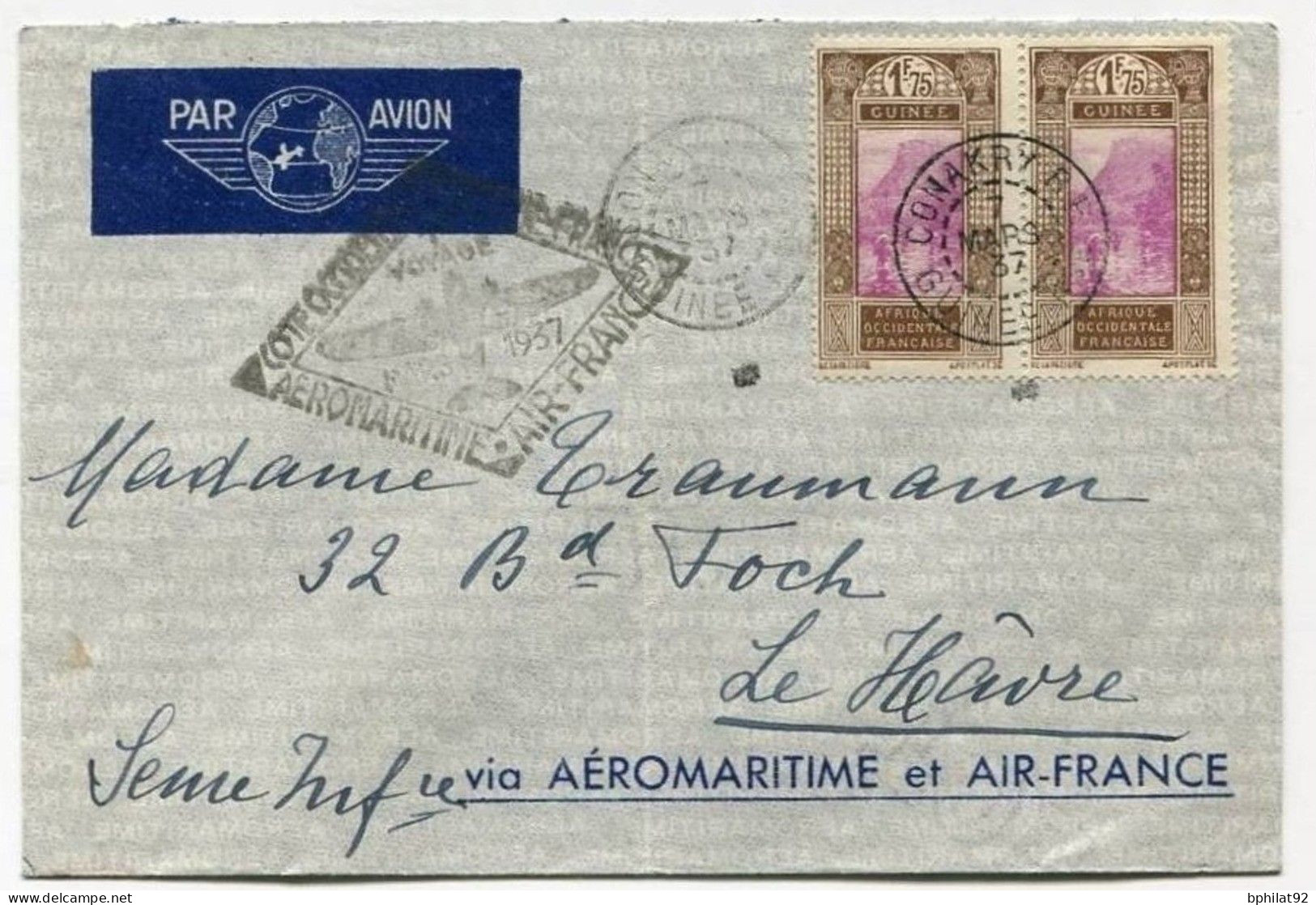 !!! 1ER VOYAGE AEROMARITIME COTE OCC D'AFRIQUE - LETTRE DE CONAKRY POUR LA FRANCE - Brieven En Documenten