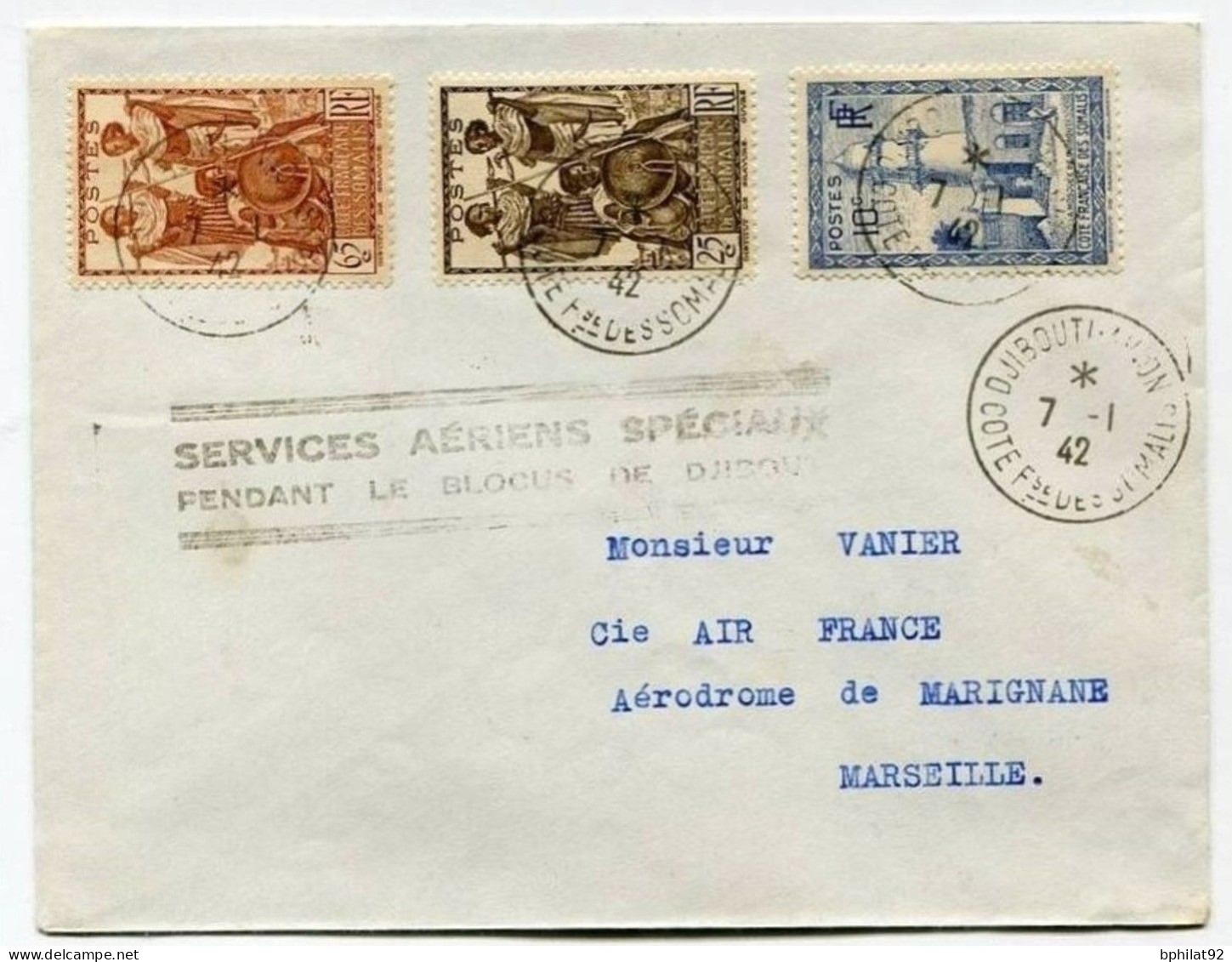!!! SERVICES AERIENS SPECIAUX PENDANT LE BLOCUS DE DJIBOUTI 7/1/1942 - Lettres & Documents
