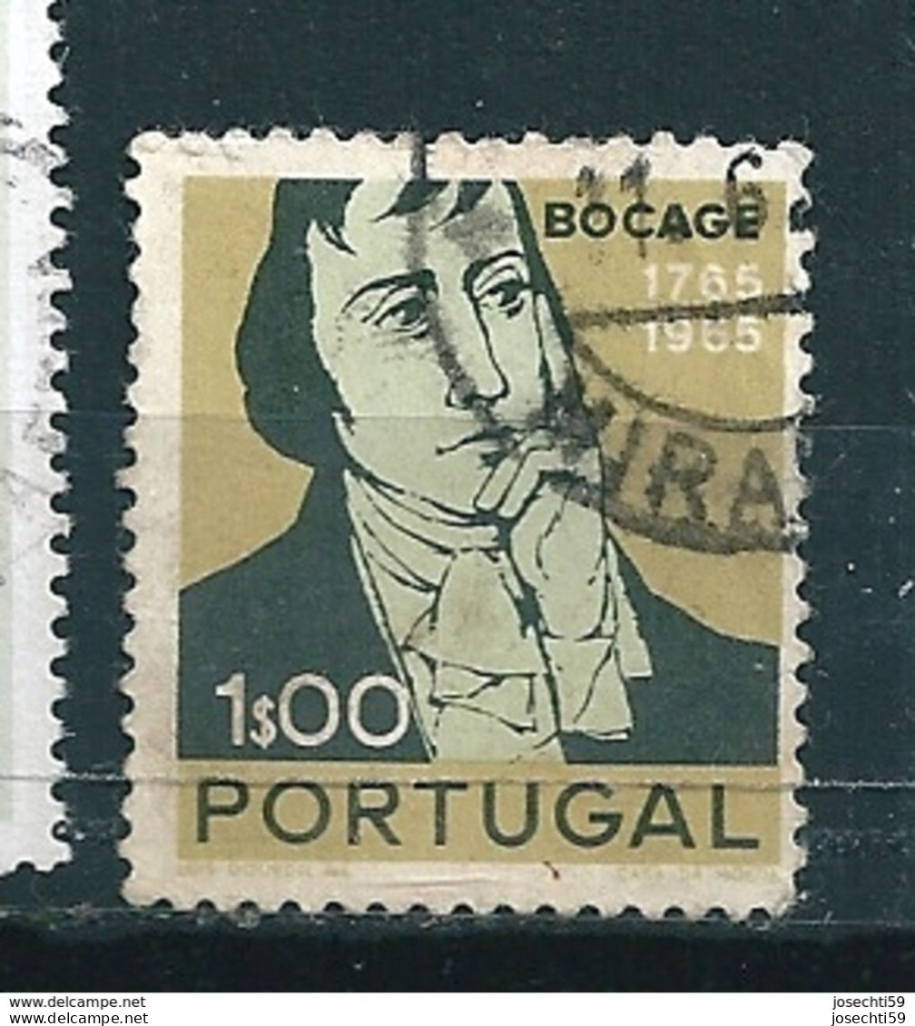 N° 1004 Bicentenaire Naissance Poète Manuel Maria Barbosa Du Bocage 1.00e Timbre Portugal 1966 Oblitéré - Gebraucht