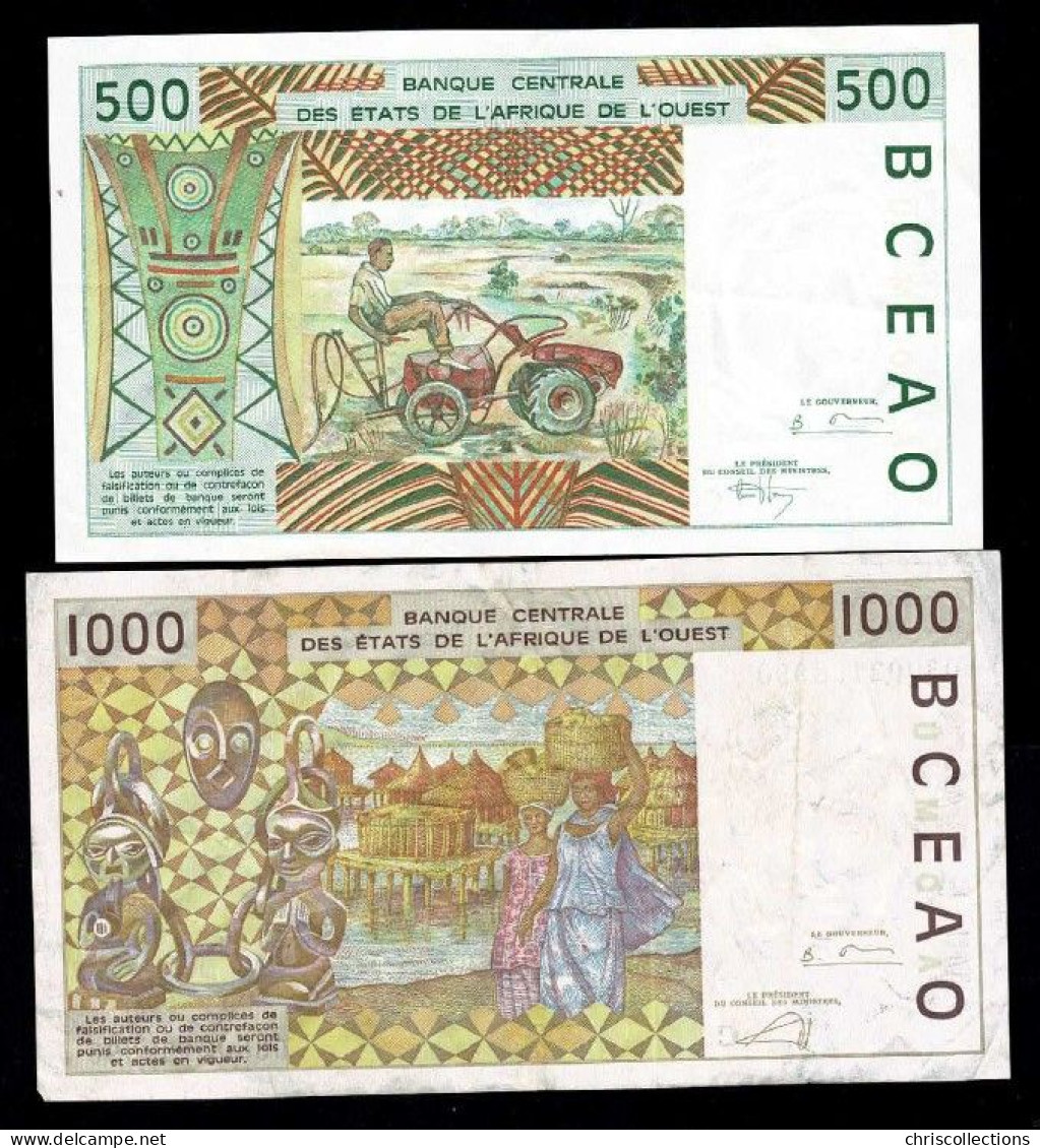 AFRIQUE DE L'OUEST - Lot De 2 Billets - 500 F Et 1000 F - États D'Afrique De L'Ouest