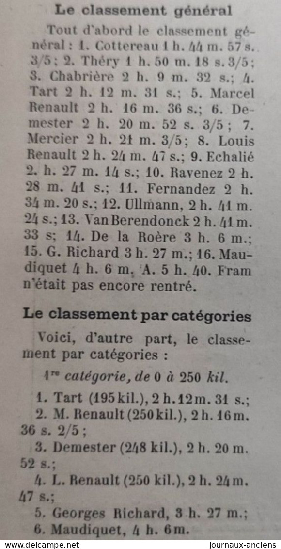 LES VOITURETTES DE 1900 - VOITURETTE CLÉMENT PNEUS DUNLOP - VOITURINE COUTTEREAU PNEUS MICHELIN - Autosport - F1