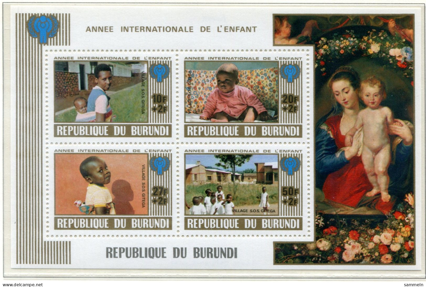 Burundi Block 109, Bl.109 Mnh Jahr Des Kindes Year Of The Child SOS-Kinderdorf Gitega - Blocks & Kleinbögen