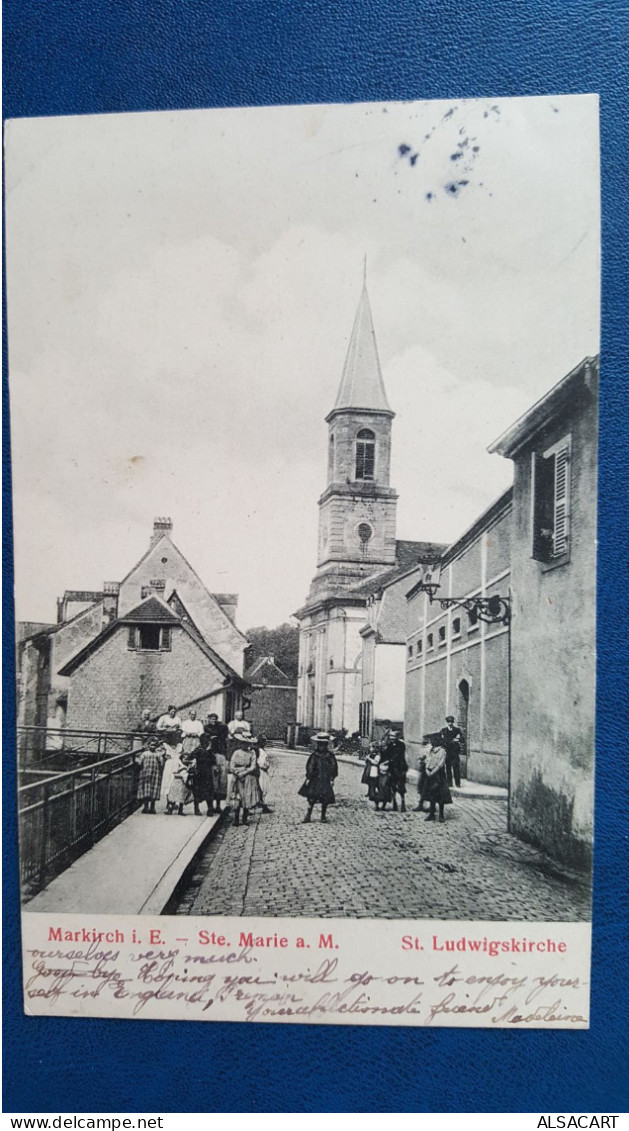 Ste Marie Aux Mines , Markirch  St Ludwigskirche  , Enfants Dans La Rue - Sainte-Marie-aux-Mines