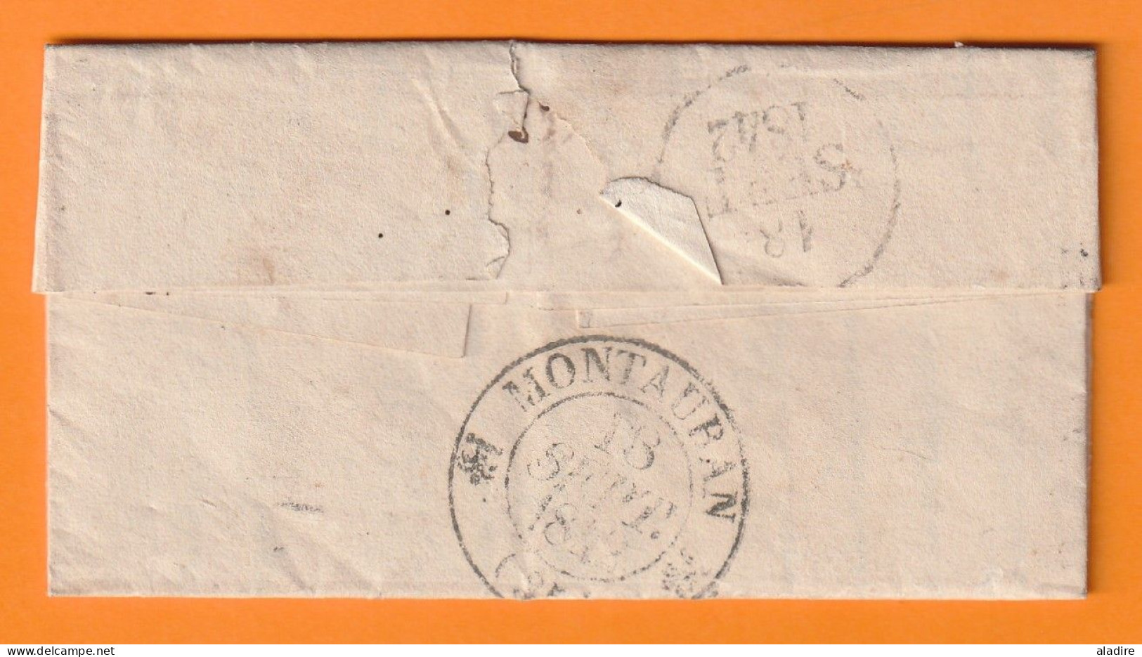 1842 - Lettre Pliée Avec Corresp De 2 P De BORDEAUX (grand Cachet) Vers REALVILLE Via MONTAUBAN, Tarn Et Garonne - 1801-1848: Vorläufer XIX