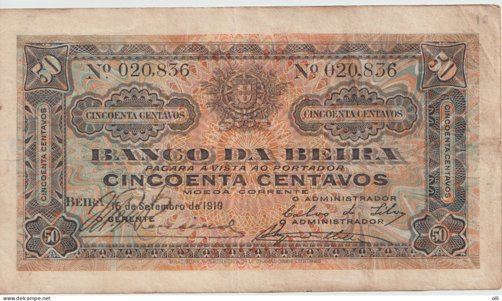 Moçambique 50 Centavos 15.09.1919 - Mozambico